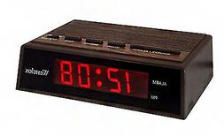 Westclox 0.6" LED Display Snooze Woodgrain Electric Alarm Cl