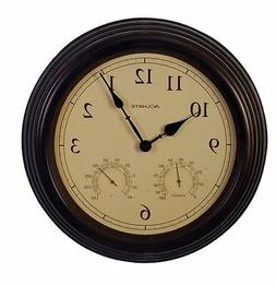 01063 15" Copper Patina Indoor or Outdoor Clock with Thermom