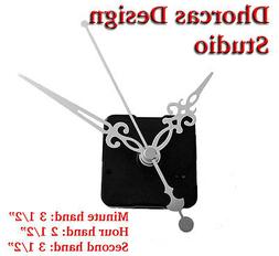  Quartz Clock Movement kit, 1/4" threaded motor and black 3.