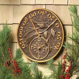Whitehall Products 01789 Pinecone Thermometer Clock Combo