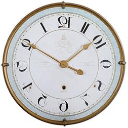 Torriana Home Decor Wall Clocks; Antiqued Gold Metal Ivory P