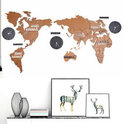 1.3M Modern Style DIY 3D World Map Large Size Wall Clock for