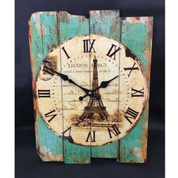 1 Pc Square Battery Operated Rustic Wall Clock for Living Ro