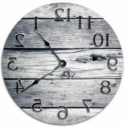 10.5" GREY WEATHERED WOOD BOARDS CLOCK - Large 10.5" Wall Cl