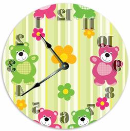 10.5" HAPPY BEARS NURSERY KIDS CLOCK - Large 10.5" Wall Cloc