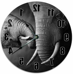10.5" MAMA AND BABY ELEPHANT CLOCK - ANIMALS CLOCK Large 10.