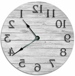 10.5" WOODEN GREY BOARD CLOCK - Living Room Clock - Large 10