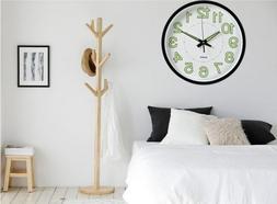 12/30cm Round Numerals Illuminated Wall Neon Clock Fluor Nig