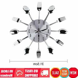 12.4" Kitchen Wall Clock Spoon & Fork Cutlery Decorative Sli