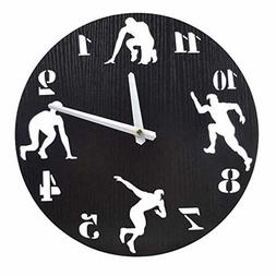 12 inch Athletics Wooden Wall Clock Battery Operated Silent 