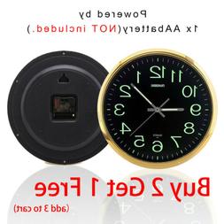 12 inch Glow Dark Wall Clock Silent Quartz Luminous Wall Cla