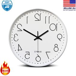 Bekith 12 Inch Modern Wall Clock  Plastic Frame Glass Cover 