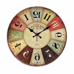 12 Inch Retro Wooden Wall Clock Farmhouse Decor, Silent Non 