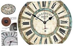 12 Inch Silent Round Wooden Wall Clock Rustic Country Style,