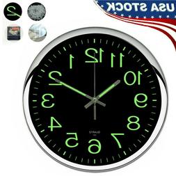 12'' Luminous Glow Wall Clock Silent Dark Quartz Classic Bed
