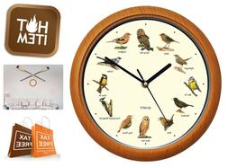 12" Singing Bird Wall Clock Battery Operated Hourly Alarm Me