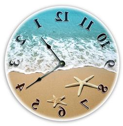 12" STARFISH AT BEACH SHORELINE CLOCK - Large 12 inch Wall C