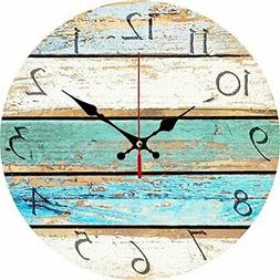 Nautical Wall Clock Beach Theme Vintage Hanging Shabby Round