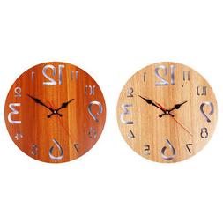 12inch Rustic Wooden Wall Clock Battery Operated DIY Kitchen