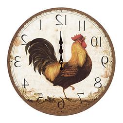 13.5 Wall Clock, Analog, Rustic, Animal, Round, Quartz Movem