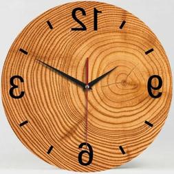 13" Wood Grain Battery Operated Rustic Wall Clock for Home D
