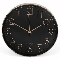 Clockz 14 inch Rose Gold and Black Decorative Wall Clock Bat