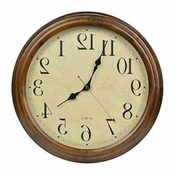 16-Inch Solid Wood Silent Non-Ticking Battery Operated Decor
