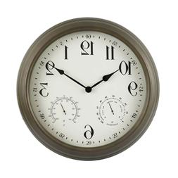 16" Outdoor Clock with Thermometer & Hygrometer - Backyard E