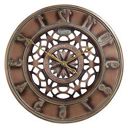 Bulova C4853 Gardner Outdoor Wall Clock, 16", Brown