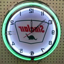 18" SINCLAIR Dino Gas Station Sign Double Neon Clock