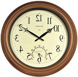 18-Inch Atomic Metal Copper Outdoor Indoor Clock W/ Thermome