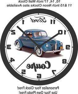1940 FORD COUPE BLUE WALL CLOCK-FREE USA SHIP!, chevrolet, d
