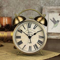 1pc Alarm Clock Metal Retro European Style Desktop Clock for
