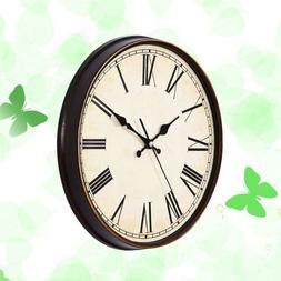 1pc Round Roman Numeral Silent Wall Hanging Clock for Kitche