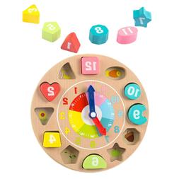 1PC Toy Clock Early Learning Wooden Educational Clock for To