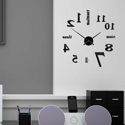 1PC Wall Clock 3D DIY Mirror Clock Mute Clock for Office Sch