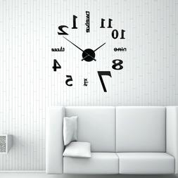 1PC Wall Clock Frameless DIY Mirror Clock Mute Clock for Hom