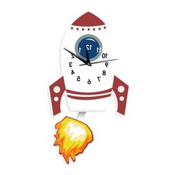1PCS Children Wall Clock Small Rocket Cartoon Silent Living 