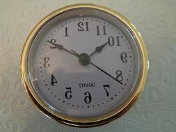2-1/2"  QUARTZ CLOCK FIT-UP/Insert, Arabic Numeral, White Fa