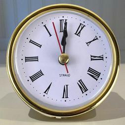2-1/2"  Quartz Clock FIT-UP/Insert Roman Numeral Face Gold T