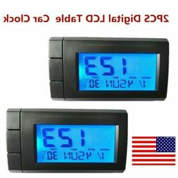 2 PCS Digital LCD Table Auto Car Dashboard Desk Date Time Ca
