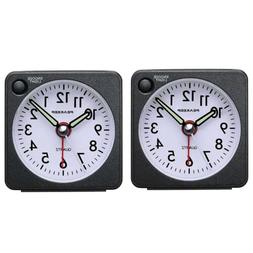 2 Pk Ultra Small Battery Travel Alarm Clock W/ Snooze and Li