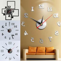 2019 Modern Large Wall Clock 3D Mirror Sticker Unique Big Nu