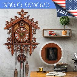 2019 Wall Clock Hanging Wood Cuckoo Living Room Swing Vintag