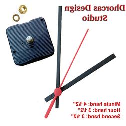  Quartz Clock Movement kit, 1/4" thread motor and plastic Bl