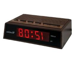 Westclox 22690 Retro Wood Grain LED Alarm Clock, 0.6-Inch  B