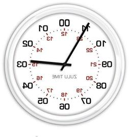 24 Hour Zulu Time Wall Clock - Military UTC GMT Universal - 