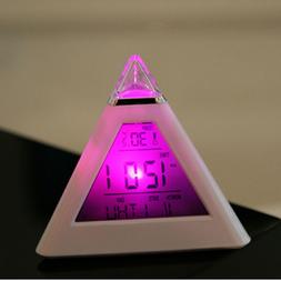 Lot 7 Color Pyramid Temperature Digital Snooze Alarm Clock F