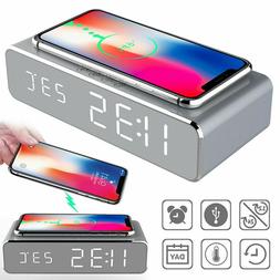 3 IN 1 LED Electric Alarm Clock Wireless Charger Charging St
