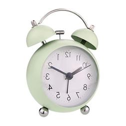 PILIFE 3&rdquo; Small Twin Bell Alarm Clock,Cute with Backlight 